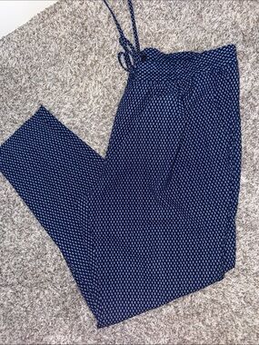 H&M Navy Blue Printed Wide-Leg Trousers